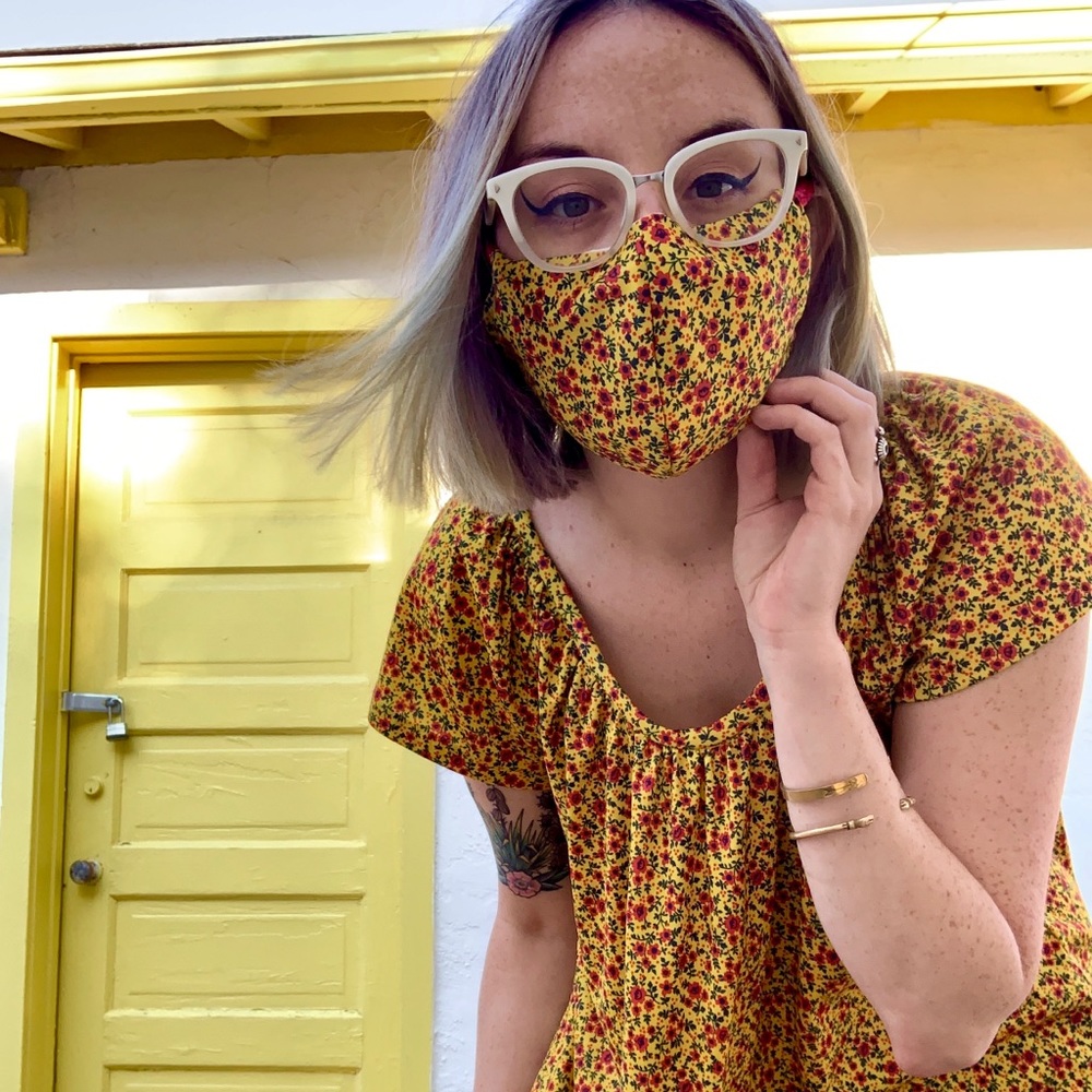 VTG 1970s Ditsy Floral Mini Dress with Face Mask - Picture 5 of 11